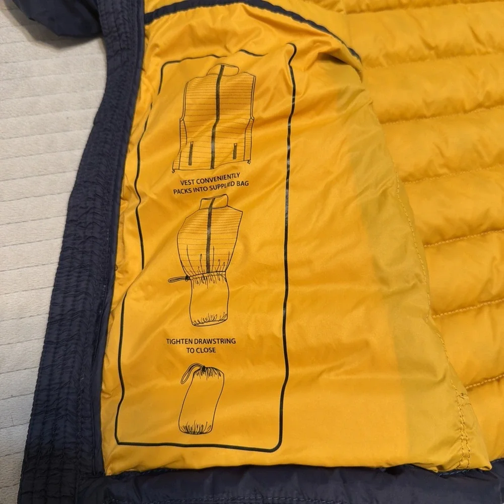 Solaris Blue Natural Down Duck Down Puffer Vest Size Large